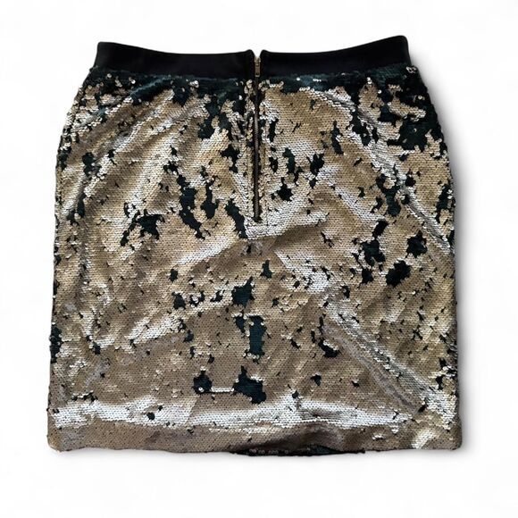Marc Women's Sequin Mini Skirt Size Medium Gold and Green Glam Club Night Out - Picture 2 of 5